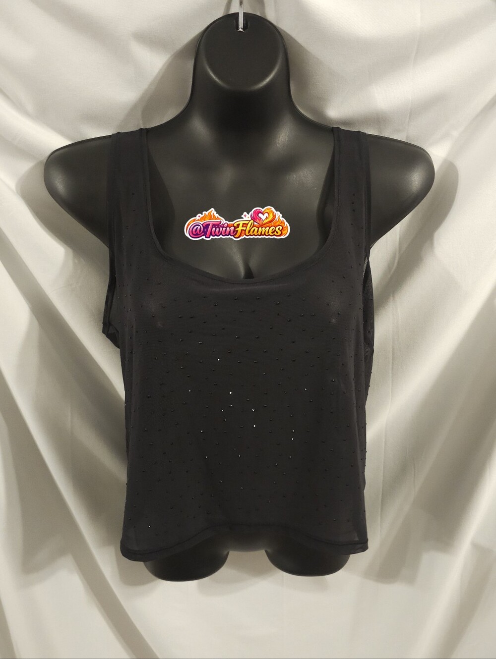 Skims Rhinestone Swim Tank Cover Ups TP-TNK-3494 Onyx Size 3X